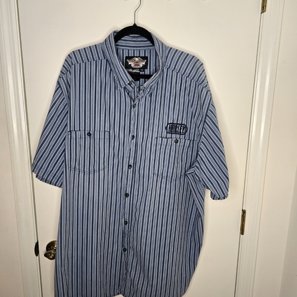 Harley-Davidson Other - Harley-Davidson Blue Striped Men's Shirt 3XL